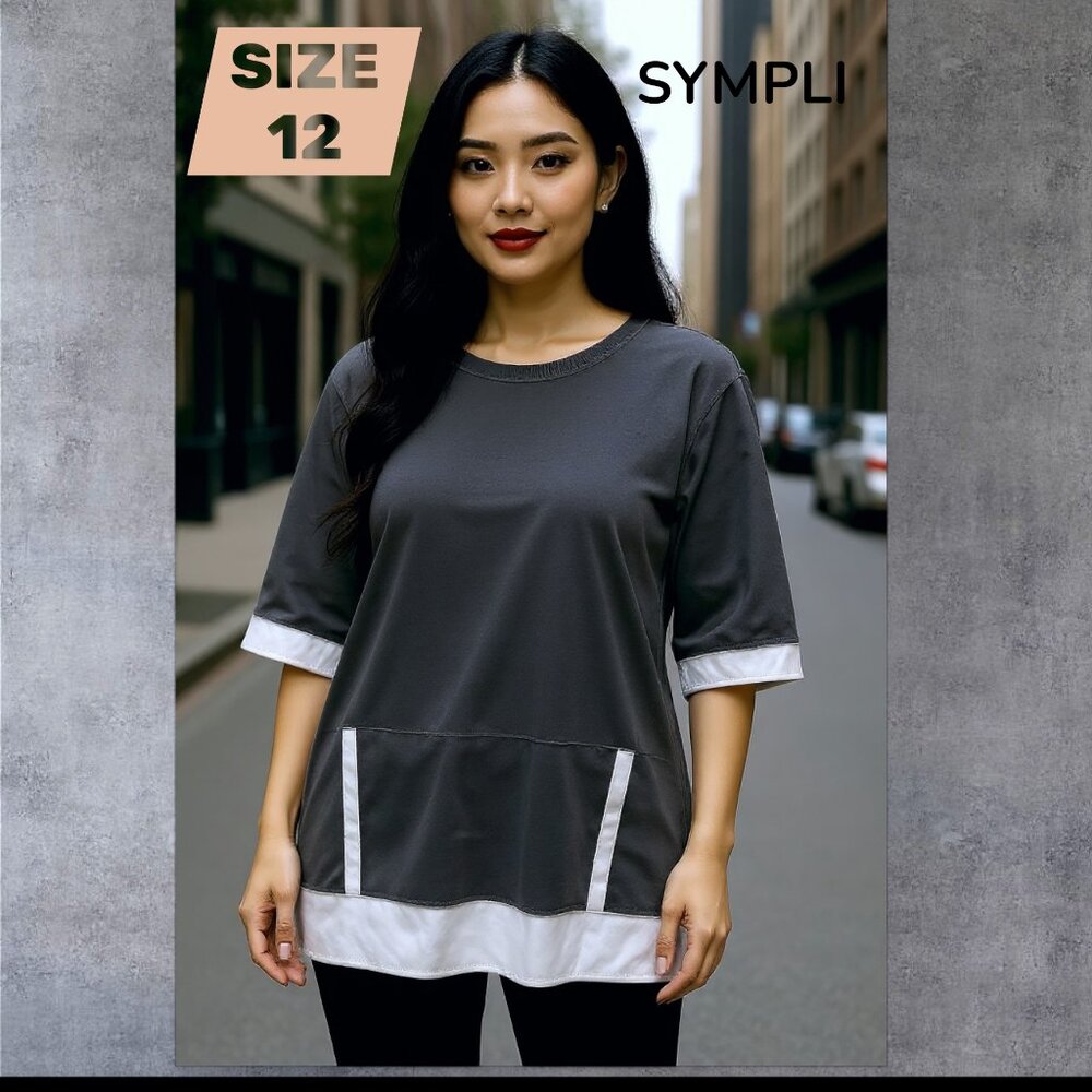 SYMPLI - Motion Kangaroo Pocket Top - *Graphite Fog* - Size 12 - NWT